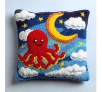 WallustrioaW Latch Hook Cushion Kit Pre Printed,Octopus and the Moon