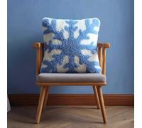 WallustrioaW Latch Hook Cushion Kit Pre Printed,Snowflake Handmade Cushion Crochet Yarn Embroidery for Adults d,Beginners,Birthday Gift,43x43cm