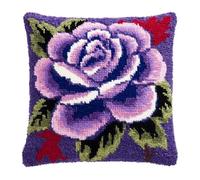 WallustrioaW Latch Hook Cushion Kits 43x43cm,Purple Roses