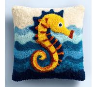 WallustrioaW Latch Hook Cushion Kits for Adults,Animal Seahorse Latch Hook Pillow Case Kits 17X17Inch,DIY Needlework Sofa Cushion Craft Decor