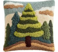 WallustrioaW Latch Hook Cushion Kits for Adults,Pine Tree Landscape,Latch Hook Pillow Case Kits Handmade Kids Parents Gift,17x17in