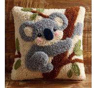 WallustrioaW Latch Hook Cushion Kits,Koala Animals,Latch Hook Pillow Case Kits Embroidery Carpet Set,DIY Needlework Sofa Cushion,17x17in