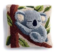 WallustrioaW Latch Hook Cushion Kits,Koala Animals,Latch Hook Pillow Case Kits Embroidery Carpet Set DIY Needlework,17x17in