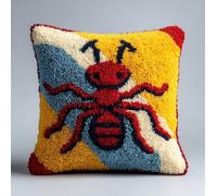 WallustrioaW Latch Hook Kit,Animal Ants,Latch Hook Pillowcase Kits DIY Craft for Adults & Kids,Beginner-Friendly Design for Throw Pillows & Gifts,17x17in