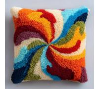 WallustrioaW Latch Hook Kit,Colorful Swirls,Latch Hook Pillowcase Kits DIY Craft for Adults & Kids,Beginner-Friendly Design for Throw Pillows & Gifts,17x17in