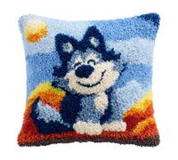 WallustrioaW Latch Hook Kit Cushion for Adults,Animal 17X17 Inch,DIY Pre-Printed Craft Latch Hook Rug Kits Cross-Stitch Embroidery Pillow Cover Kit for Home