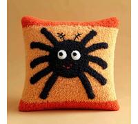 WallustrioaW Latch Hook Kit Cushion for Adults,Spiders 17X17 Inch, Pre-Printed Craft Latch Hook Rug Kits Cross-Stitch Embroidery Pillow Cover Kit