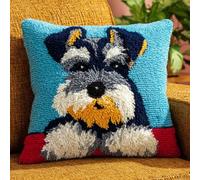 WallustrioaW Latch Hook Kit Cushion Latch Hook Kit Animal Dog DIY Pillow Materials Package 43Cmx43Cm DIY Hooks Knitted Embroidered Carpet Pillow Embroidery