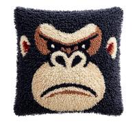 WallustrioaW Latch Hook Kit Cushion,Latch Hook Kit,Animal Gorilla,DIY Pillow Materials for Beginners Kids Adults,Home Art Decorative,17x17inch