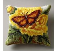 WallustrioaW Latch Hook Kit Cushion Latch Hook Kit Butterfly DIY Pillow Materials Package 43Cmx43Cm DIY Hooks Knitted Embroidered Carpet Pillow Embroidery