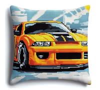 WallustrioaW Latch Hook Kit Cushion Latch Hook Kit Cartoon Sports Car,DIY Pillow Materials Hooks Knitted Embroidered Pillow Embroidery Latch Hook Carpet Kit,17x17inch