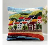 WallustrioaW Latch Hook Kit Cushion Latch Hook Kit,Cartoon Village