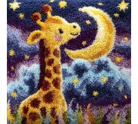 WallustrioaW Latch Hook Kit Cushion Latch Hook Kit Giraffes DIY Pillow Materials Package 43Cmx43Cm DIY Hooks Knitted Embroidered Carpet Pillow Embroidery