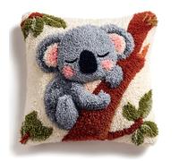 WallustrioaW Latch Hook Kit Cushion Latch Hook Kit,Koala Animals,Sofa Cushion Cover Embroidery Craft for Adults and Beginners,17x17in