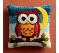 WallustrioaW Latch Hook Kit Cushion,Owl on the Moon