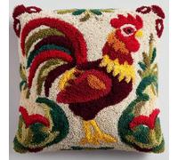 WallustrioaW Latch Hook Kit Cushion Rooster 43Cmx43Cm Latch Hook Kit DIY Pillow Materials Package Hooks Knitted Embroidered Carpet Pillow Embroidery