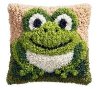 WallustrioaW Latch Hook Kit for Beginners,Animal Frog,Cushion Cover Making Kit,Embroidery Pillowcase Latch Craft for Adults,17x17in