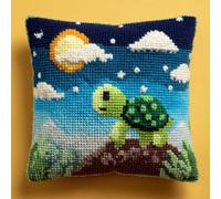 WallustrioaW Latch Hook Kit,Turtle Under the Starry Sky,Latch Hook Pillowcase Kits DIY Craft for Adults & Kids,Beginner-Friendly Design for Throw Pillows & Gifts,17x17in