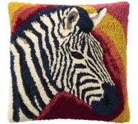 WallustrioaW Latch Hook Kits for Adults 17x17in,Animal Zebra DIY Latch Hook Pillow Kit Pre-Printed Cross-Stitch Embroidery Cushion for Home Sofa Decoration
