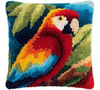 WallustrioaW Latch Hook Kits for Adults,Animal Parrot,DIY Latch Hook kit Cushion Throw Pillow Embroidery Craft for Beginner Christmas,Birthday Gifts,17x17in