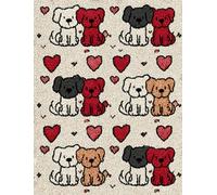 WallustrioaW Latch Hook Kits for Adults,Cartoon Animal Puppy,Rug Making Kit DIY Craft Latch Hook Rug Set Tapestry Cushion Pre-Printed Patterns,80x115cm