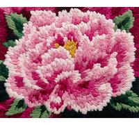 WallustrioaW Latch Hook Kits for Adults,Flowers,Blooming Pink Peonies,Latch Hook Rug Kit,Carpet Embroidery Needlework,Tapestry Kits for Home Decoration,90x120cm