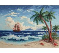 WallustrioaW Latch Hook Kits for Adults,Islands in The sea,Latch Hook Rug Kit,Carpet Embroidery Needlework,Tapestry Kits for Home Decoration,90x120cm