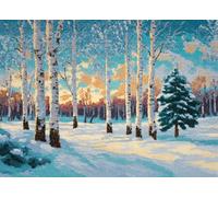 WallustrioaW Latch Hook Kits for Adults,Landscape,Birch Forest Snow Scene,Latch Hook Rug Kit,Carpet Embroidery Needlework,Tapestry Kits for Home Decoration,52x38cm