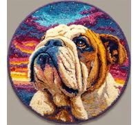 WallustrioaW Latch Hook Kits for Kids and Adults,Pug Under The Stars,DIY Latch Hook Rug Kit,Carpet Making Crochet Needlework Crafts for Home Decor,50x50cm