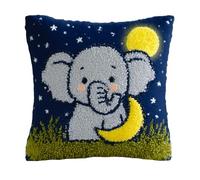 WallustrioaW Latch Hook Kits Pillow Animal Baby Elephant Pillowcase Sewing Making Kits DIY Crochet Yarn Kits Cross Stitch Embroidery Kits for Adults Kids Craft Carpet Making Kit 43Cmx43Cm