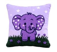 WallustrioaW Latch Hook Kits Pillow Baby Elephant Pillowcase Sewing Making Kits DIY Crochet Yarn Kits Cross Stitch Embroidery Kits for Adults Kids Craft Carpet Making Kit 43Cmx43Cm