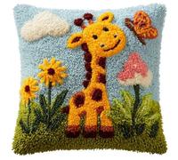 WallustrioaW Latch Hook Kits Pillow for Adults,Giraffe and Butterfly
