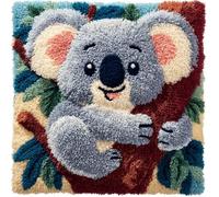 WallustrioaW Latch Hook Kits Pillow Printed Cushion,Koala Animals,Needlework DIY Hook Latch Kit Pillowcase Cover Home Sofa Christmas Decoration,17x17in