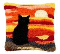 WallustrioaW Latch Hook Kits Printed Cushion,Cat in the Sunset