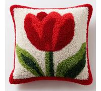 WallustrioaW Latch Hook Kits Printed Cushion,Red Tulip Flowers