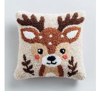WallustrioaW Latch Hook Pillow Case Kit for Adults 17X17Inch,Cartoon Animal Deer DIY Cushion Cover Cross Stitch Embroidery 43x43cm - Home Decor Gift