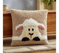 WallustrioaW Latch Hook Pillow Case Kits,Animal Lamb,DIY Latch Hook Cushion Kits,Cross Stitch Embroidery Cushion Making Home Decor,43x43cm