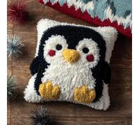 WallustrioaW Latch Hook Pillow Case Kits,Penguin 17X17 Inch Latch Hook Cushion Cover Kit,Knitting Kits Cushion for Adults Rug Making Kit for Starters