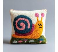 WallustrioaW Latch Hook Pillow Case Kits,Snails 17X17 Inch Latch Hook Cushion Cover Kit,Knitting Kits Cushion for Adults Rug Making Kit for Starters