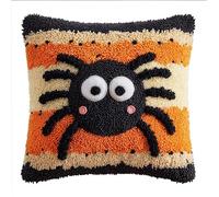 WallustrioaW Latch Hook Pillow Case Kits,Spiders 17X17 Inch Latch Hook Cushion Cover Kit,Knitting Kits Cushion for Adults Rug Making Kit for Starters