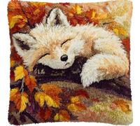 WallustrioaW Latch Hook Pillow Kit 43x43cm,Animal Fox
