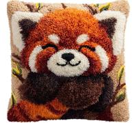 WallustrioaW Latch Hook Pillow Kit 43x43cm,red Panda