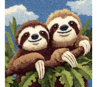 WallustrioaW Latch Hook Pillow Kit -Sloths Embroidery Art Craft Kit - All Ages - Unisex - 43X43Cm