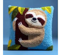 WallustrioaW Latch Hook Pillow Kit -Sloths Embroidery Art Craft Kit - All Ages - Unisex - 43X43Cm