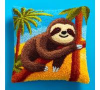 WallustrioaW Latch Hook Pillow Kit -Sloths Embroidery Art Craft Kit - All Ages - Unisex - 43X43Cm