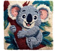 WallustrioaW Latch Hook Pillow Kits Pillow Cover,Koala Animals,Pattern Printed Cross Stich Hooking Pillowcase Cushion Crafts Embroidery Home Decor Kits,17x17in