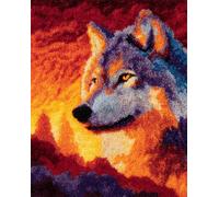 WallustrioaW Latch Hook Rug Kit,Animal Wolf,Pre-Printed Pattern Canvas Tapestry Embroidery Adults Handicrafts DIY Craft Cross Stitch Kits,55x75cm