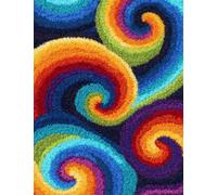 WallustrioaW Latch Hook Rug Kit,Colorful Abstract Pattern,Pre-Printed Pattern Canvas Tapestry Embroidery Adults Handicrafts DIY Craft Cross Stitch Kits,90x120cm