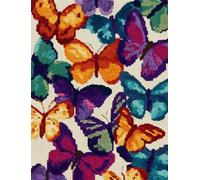 WallustrioaW Latch Hook Rug Kit,Colorful Butterfly,Pre-Printed Pattern Canvas Tapestry Embroidery Adults Handicrafts DIY Craft Cross Stitch Kits,52x38cm
