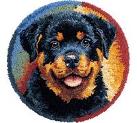WallustrioaW Latch Hook Rug Kits,DIY Latch Hook Rug,Animal dog,Rottweiler,Home Carpet floor mats Making Canvas Kits,Embroidery Needlework DIY Crafts,50x50cm